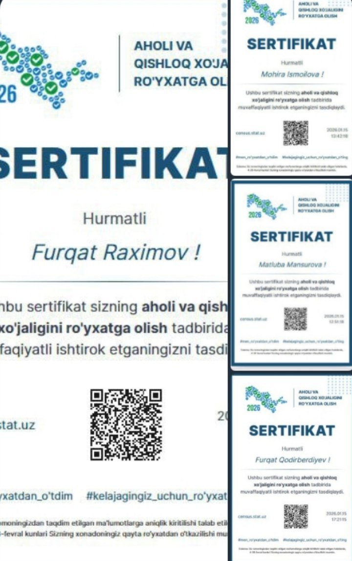 Bugun Yangiobod tuman axborot-kutubxona markazi aholi va qishloq xo'jaligini onlayn ro'yxatga olish so'rovnomasini to'liq yakunladi. Bu juda oddiy, tez va eng muhimi — muhim jarayon.